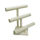 12" x 10" Beige Linen Wrapped Oval Triple Round T-Bar Jewelry Display Watches Necklaces Bracelets Holder