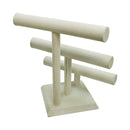 12" x 10" Beige Linen Wrapped Oval Triple Round T-Bar Jewelry Display Watches Necklaces Bracelets Holder