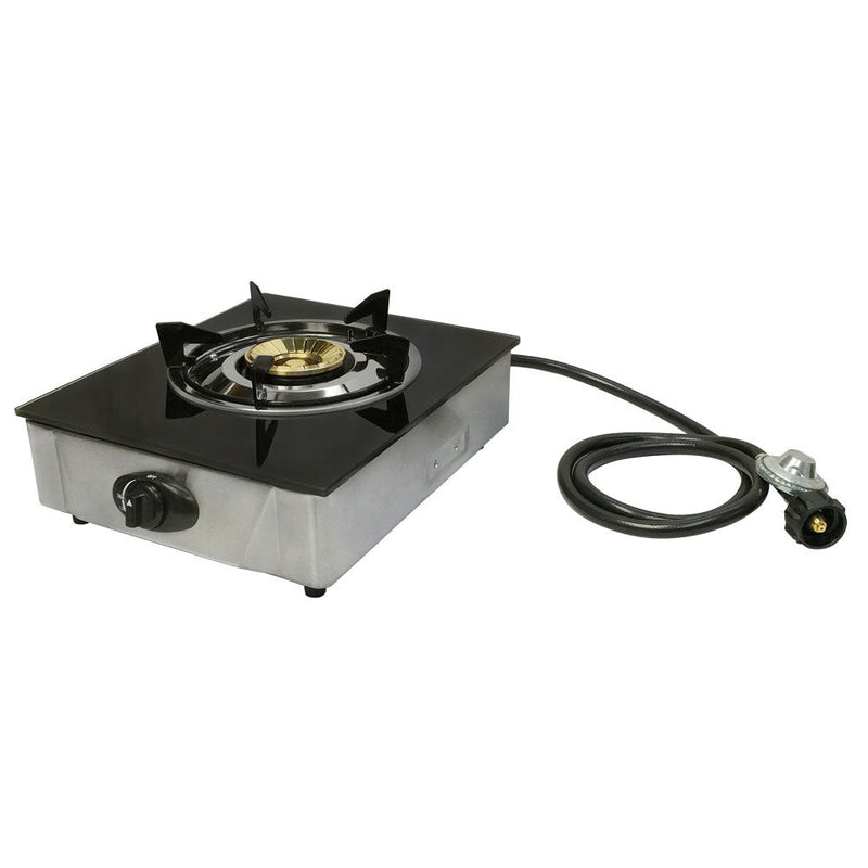 12" x 14" Single Propane Gas Stove 1Burner Tempered Glass Cooktop Auto Ignition Stainless Steel Body