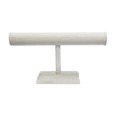 12" x 6" Beige Linen Wrapped Oval Single Round T-Bar Jewelry Display Watches Necklaces Bracelets Holder