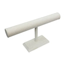 12" x 6" Beige Linen Wrapped Oval Single Round T-Bar Jewelry Display Watches Necklaces Bracelets Holder