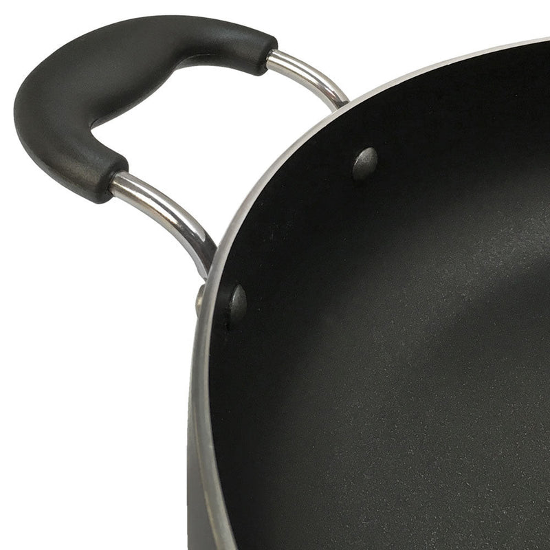 12'' Aluminum Low Pot Cookware Deep Cooking Non Stick Coating Wide Wok Style