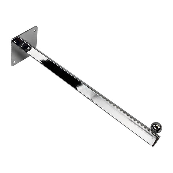 12'' Chrome Faceout Wall Mounted Straight Arm Square Tube Bracket Display Hook