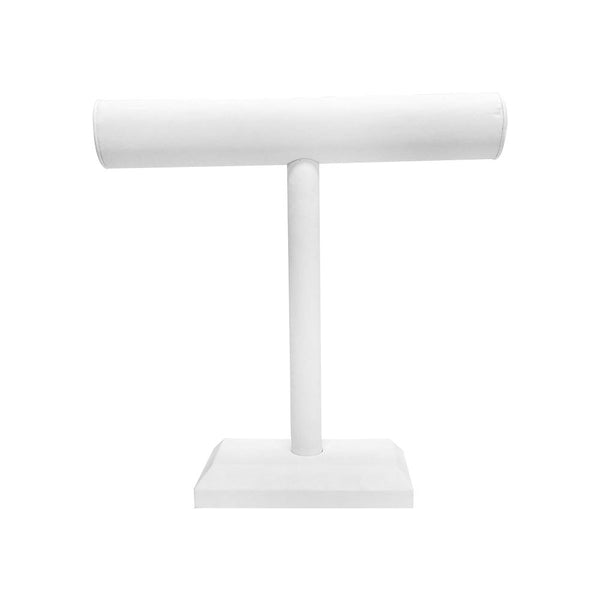 12'' x 12'' White Faux Leather High Necklace T-Bar Stand Jewelry Display Holder Fixture Leatherette