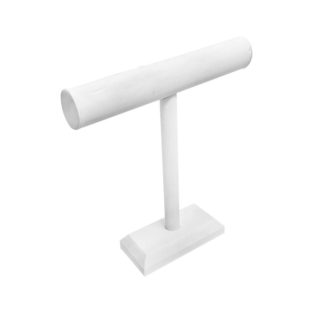 12'' x 12'' White Faux Leather High Necklace T-Bar Stand Jewelry Display Holder Fixture Leatherette