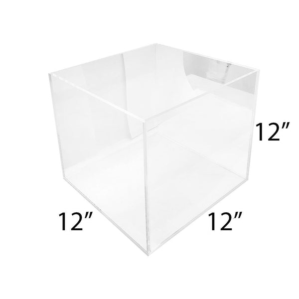 12'' x 12'' x 12'' 5 Sided Lucite Clear Acrylic Cube Bin Retail Display