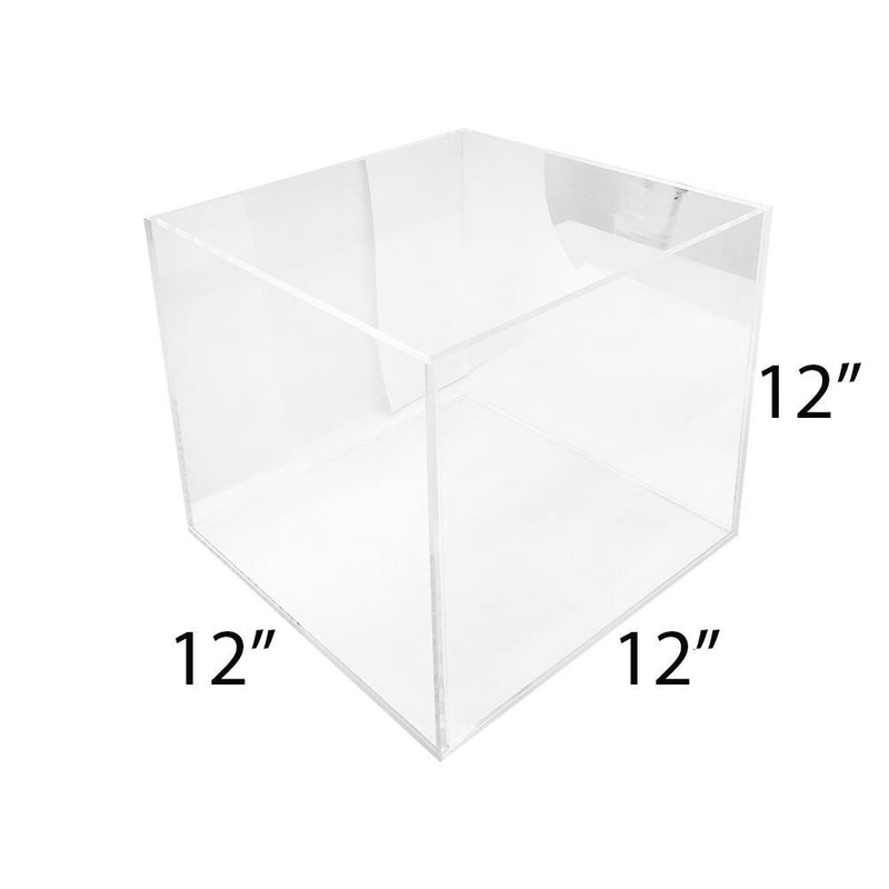 12'' x 12'' x 12'' 5 Sided Lucite Clear Acrylic Cube Bin Retail Display