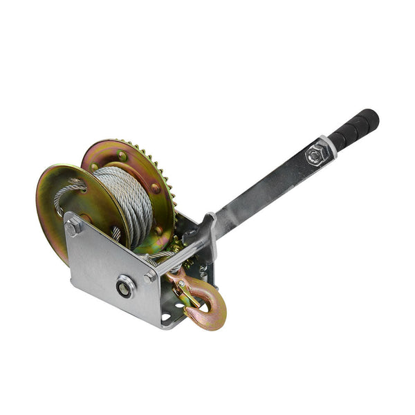 1200 Lbs Gear Hand Winch Hand Crank Boat ATV RV Trailer 26ft Cable Drop Forged Latch Hook