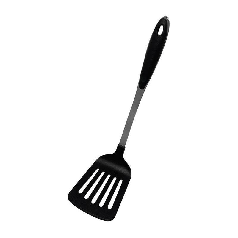 12'' Black Nylon Slotted Spatula Stainless Steel Handle Kitchen Tools