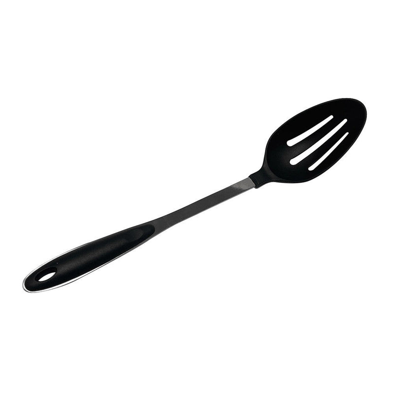 13'' Black Nylon Slotted Spoon Stainless Steel Handle Kitchen Tools Utensil