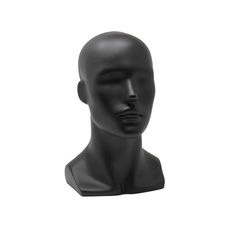 13''H Matte Black Fiberglass Male Head Mannequin Retail Display Fixture