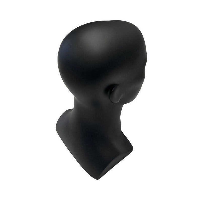 13''H Matte Black Fiberglass Male Head Mannequin Retail Display Fixture