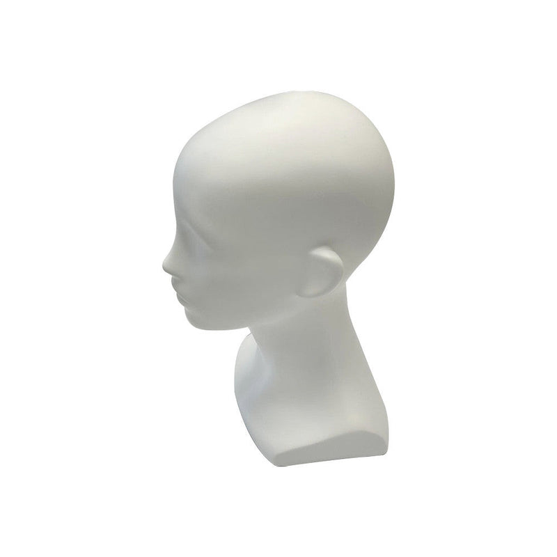 13''H Matte White Fiberglass Female Head Mannequin Retail Display Fixture