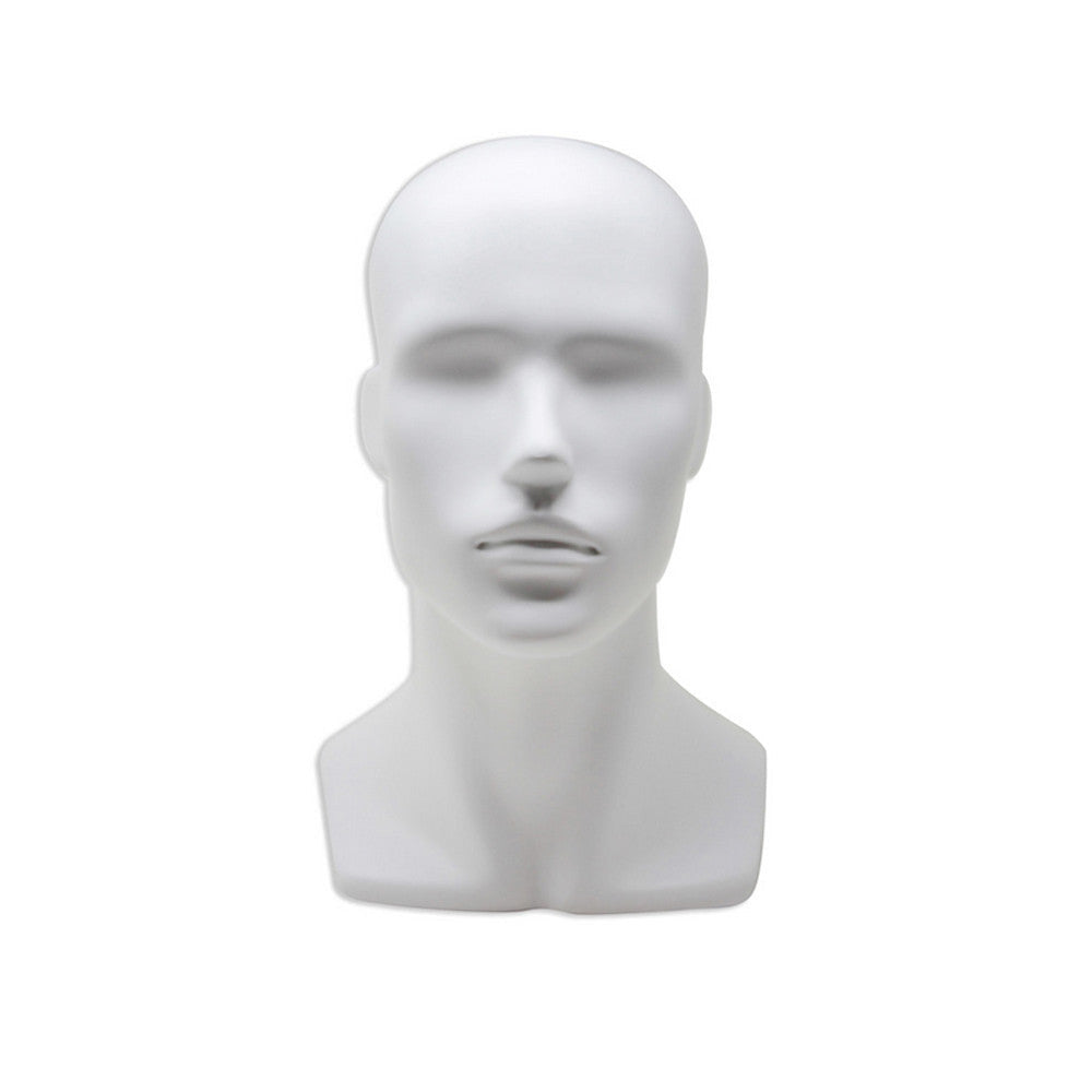 13''H Matte White Fiberglass Male Head Mannequin Retail Display Fixture