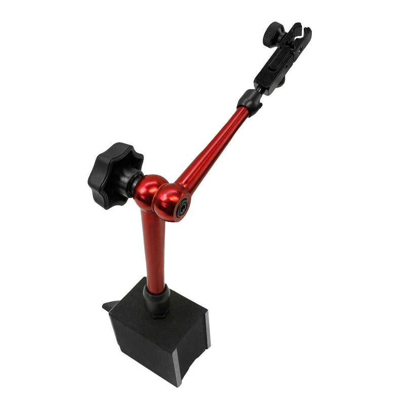 135 LBS Magnetic Base Dial indicator Holder w- Fine Adjustment Mech Arm Red Aluminum Alloy