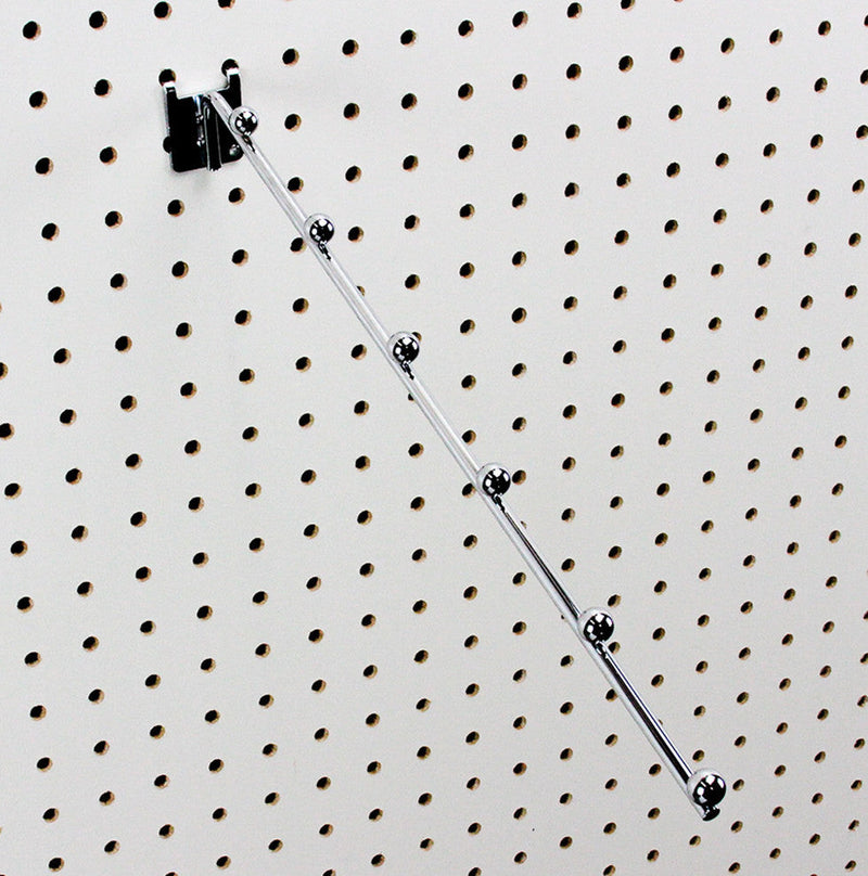 14" Long Chrome Pegboard 6 ball Waterfall Hanging Fixture Display