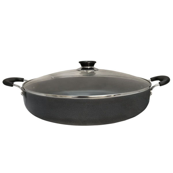 14'' Aluminum Low Pot Cookware Deep Cooking Non Stick Coating Wide Wok Style