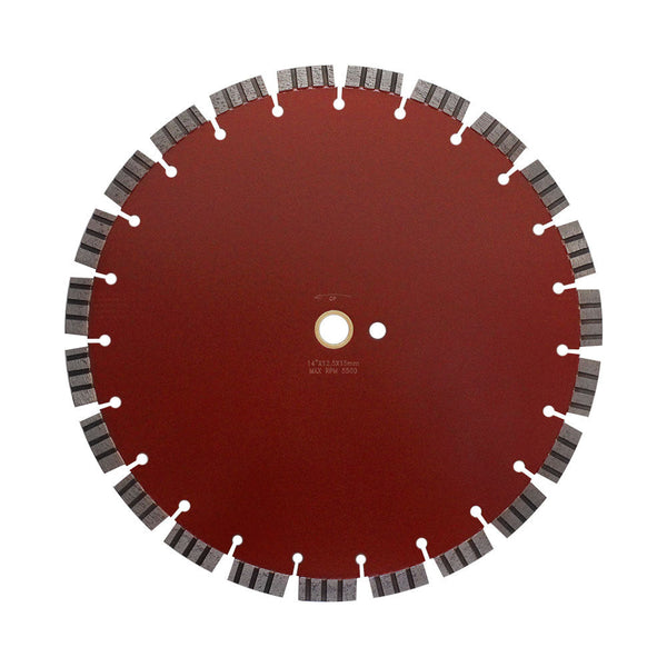 14'' x .125'' x 1''-20mm 15mm Rim Turbo Segmented Blade Wet Dry Concrete High Speed Saw Walk Behind Saw