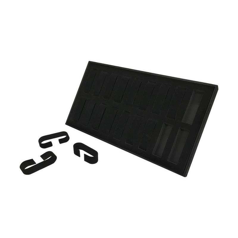 14-3/4'' x 8-1/4'' x 1-1/8'' Black Velvet 18 Slot Women's Watch Tray Display Case Jewelry Tray