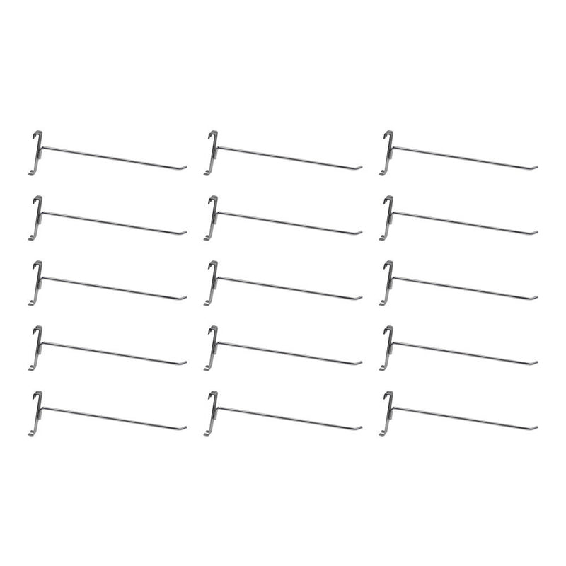 15 Pc CHROME 12" Long Gridwall Hooks Grid Panel Display Wire Metal Hanger Retail Store