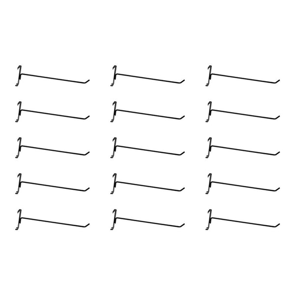 15 Pc GLOSS BLACK 12" Long Gridwall Hooks Grid Panel Display Wire Metal Hanger Retail Store