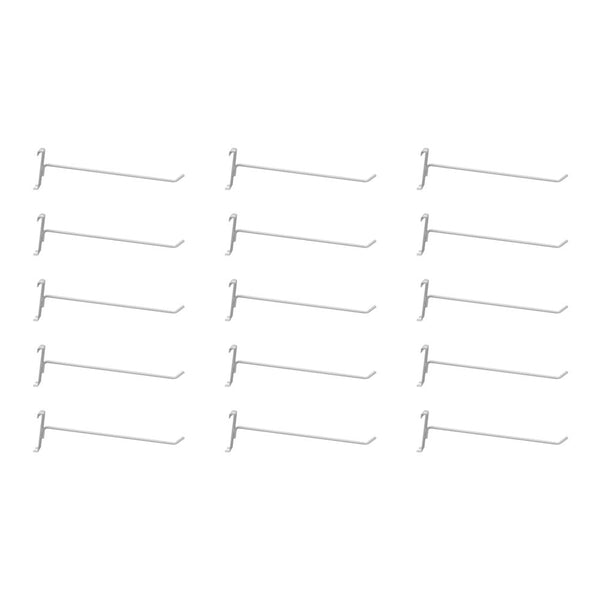 15 Pc GLOSS WHITE 12" Long Gridwall Hooks Grid Panel Display Wire Metal Hanger Retail Store