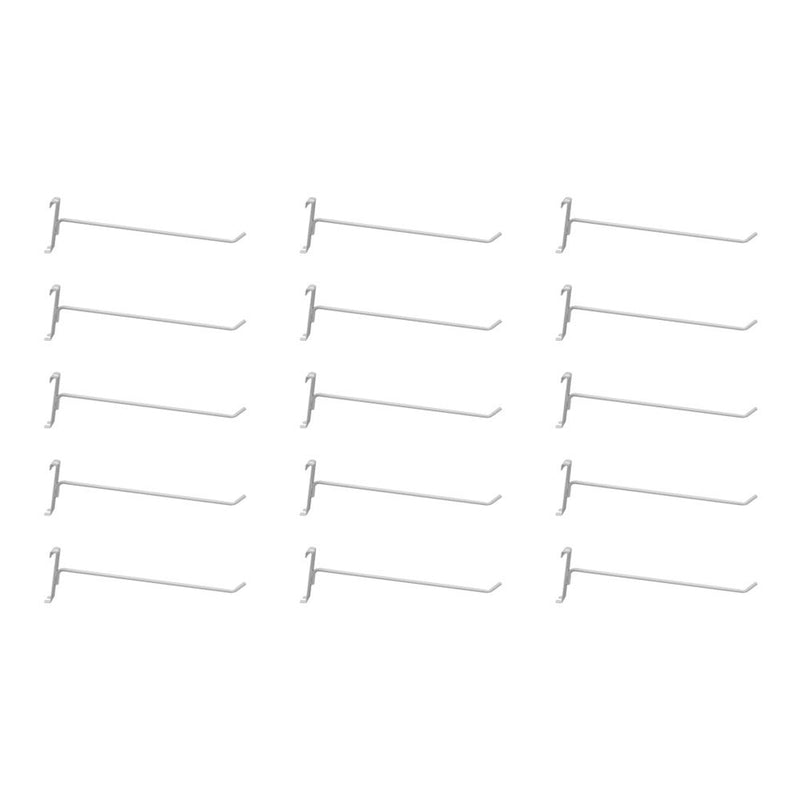 15 Pc GLOSS WHITE 12" Long Gridwall Hooks Grid Panel Display Wire Metal Hanger Retail Store