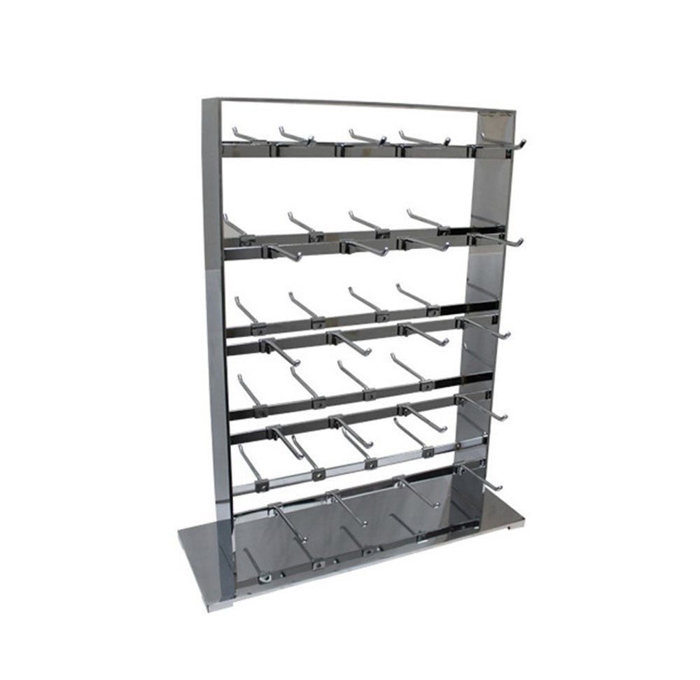 15''L x 18''H Polished Chrome 40 Hooks Double Sided Jewelry Display Retail Store Fixture
