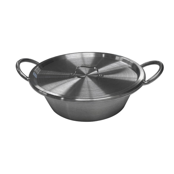 16"W x 5"H Stainless Steel Cazo Carnitas Caso Pot W- Lid Outdoor Cook Stove Wok