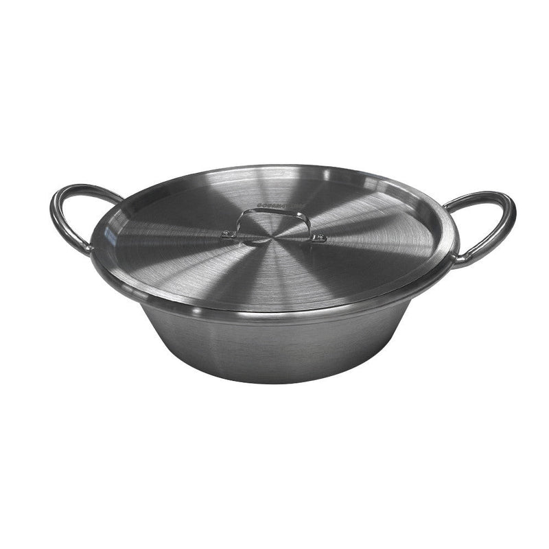 16"W x 5"H Stainless Steel Cazo Carnitas Caso Pot W- Lid Outdoor Cook Stove Wok