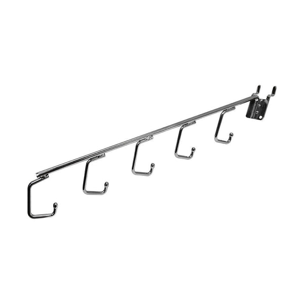16'' Long Chrome Pegboard 5 Hook Waterfall J Hook