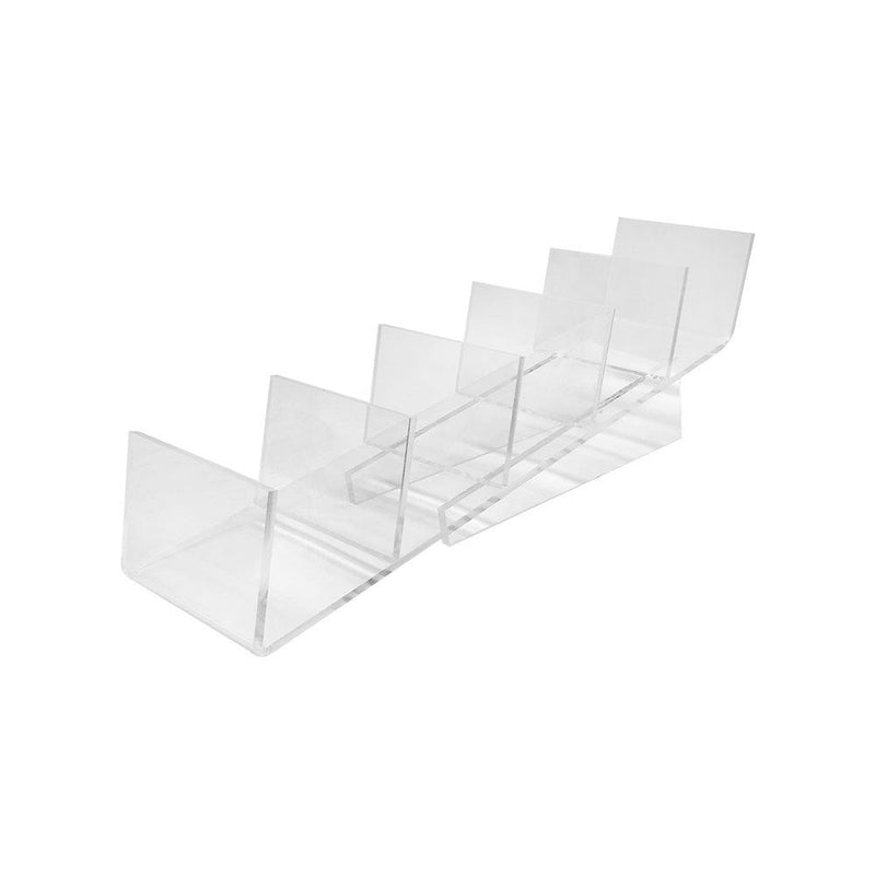16-1/2'' x 4'' x 5-1/4'' Lucite Clear Acrylic 5 Way Clutch Bag Display Fixture