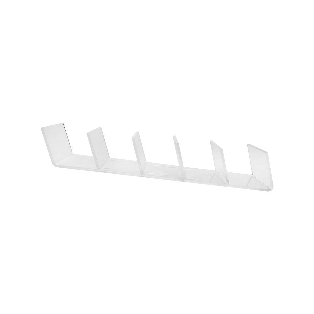 16-1/2'' x 4'' x 5-1/4'' Lucite Clear Acrylic 5 Way Clutch Bag Display Fixture