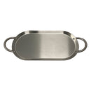 17'' x 8-1/2'' Stainless Steel Oval Serving Platter Ottoman Tray with Handles