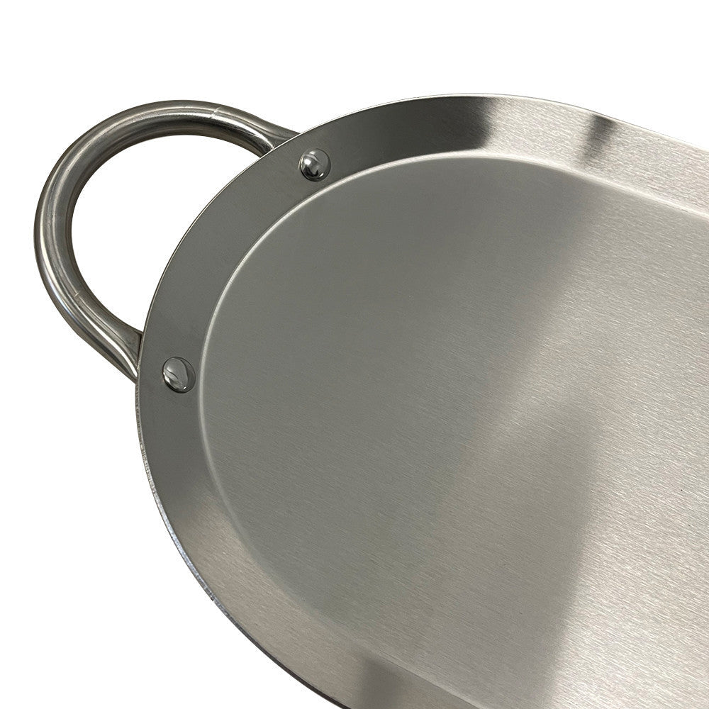 17'' x 8-1/2'' Stainless Steel Oval Serving Platter Ottoman Tray with Handles