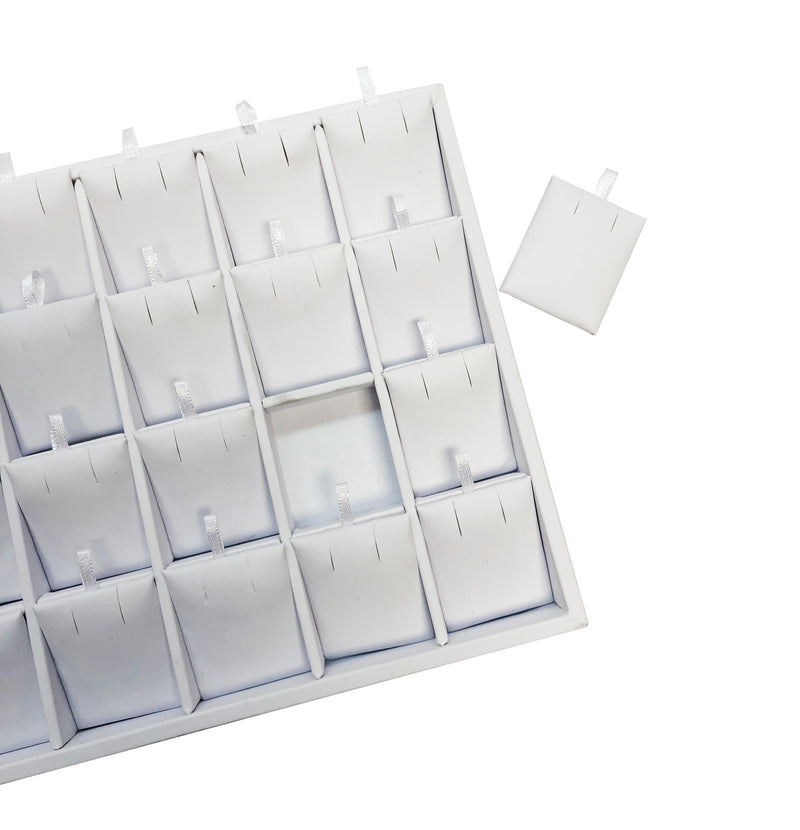 2 PC 10'' x 7-1/2'' White Faux Leather 24 Pairs Earring Display Tray Pendant Jewelry Box