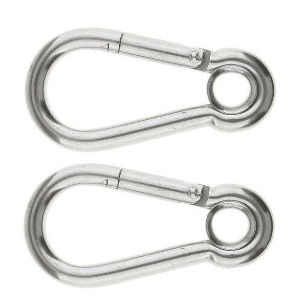 2 Pc 11/32" Boat Marine Stainless Steel Spring Snap Hook Eyelet Carabiner