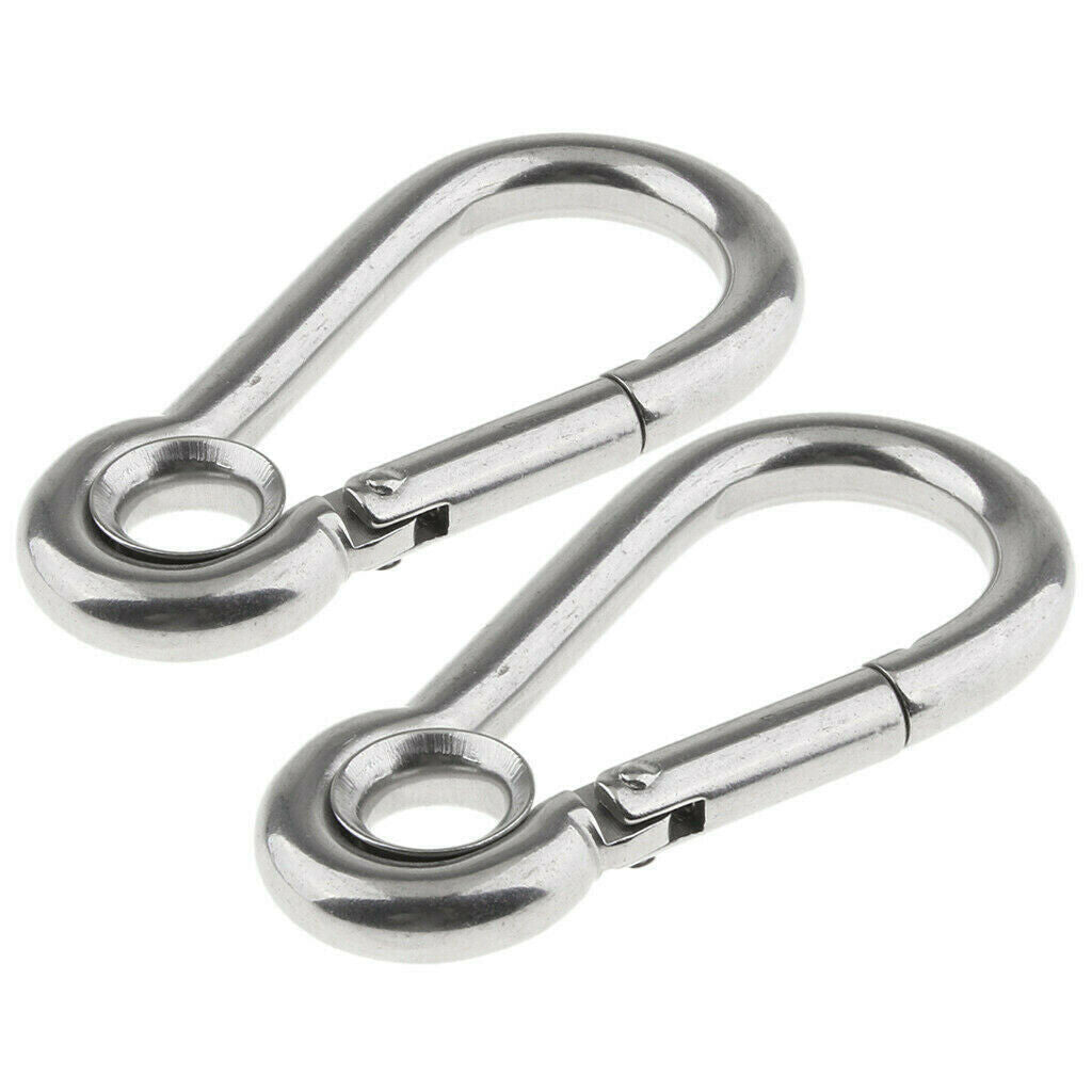2 Pc 11/32" Boat Marine Stainless Steel Spring Snap Hook Eyelet Carabiner