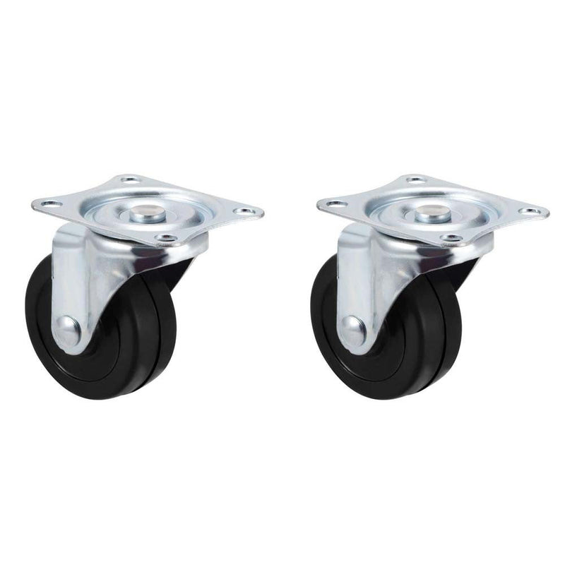 2 Pc 2'' Swivel Caster wheels Rubber Base With Top Plate And Bearing