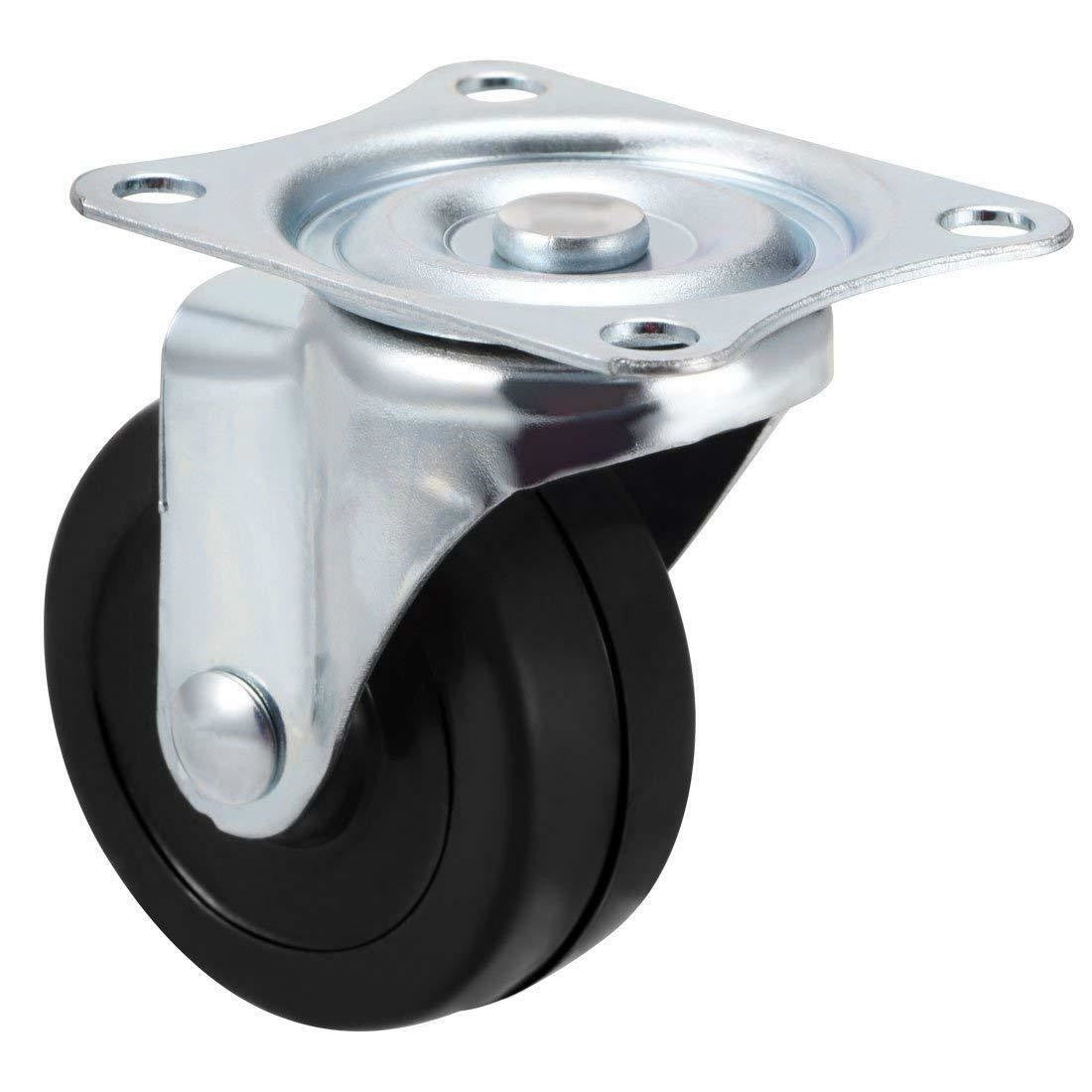 2 Pc 2'' Swivel Caster wheels Rubber Base With Top Plate And Bearing