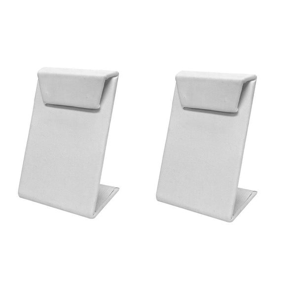 2 Pc 2-1/2''W x 3-1/2''H White Faux Leather Earring Display Stand Jewelry Retail Fixture Displaying Earrings Holder
