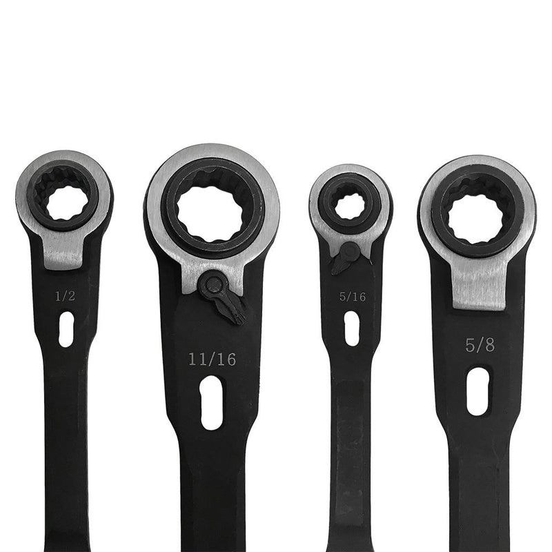 2 Pc 4 in 1 Double Box Ratcheting Wrench Ratchet 6 Fasteners Star Spline SAE