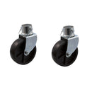 Trailer jack caster wheel with pin for boat and utility trailers.