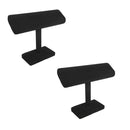 2 Pc 7-1/2''L x 6-1/2''H  Black Velvet Oval T Bar Jewelry Display Bracelet Holder