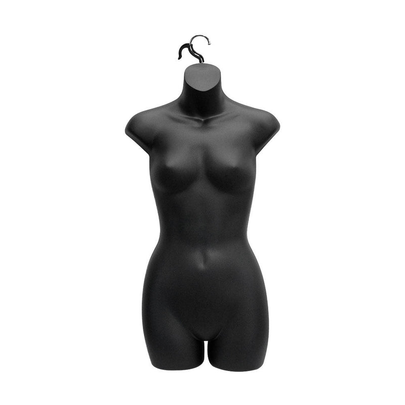 2 PC Black Plastic Mannequin Female Woman Hanging Torso Body Shape Form