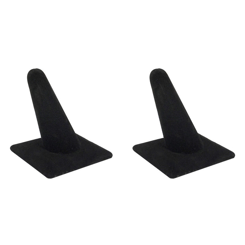 2 Pc Black Velvet Single Finger Ring Display Jewelry Showcase