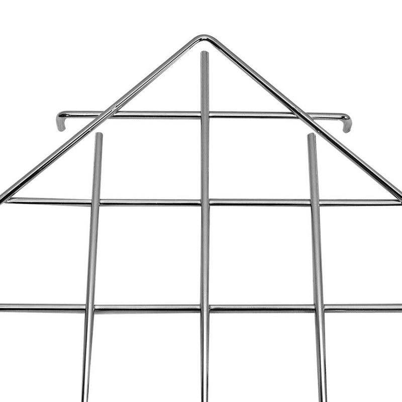 2 Pc Chrome Corner Triangle Wire Grid Shelf Slat Grid Panel 24'' x 24'' x 32''
