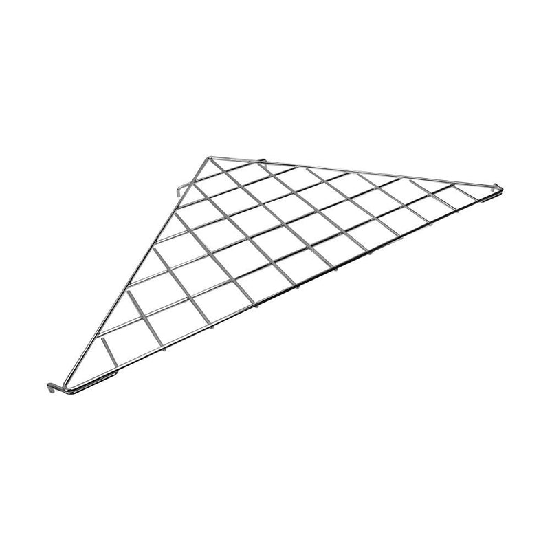 2 Pc Chrome Corner Triangle Wire Grid Shelf Slat Grid Panel 24'' x 24'' x 32''