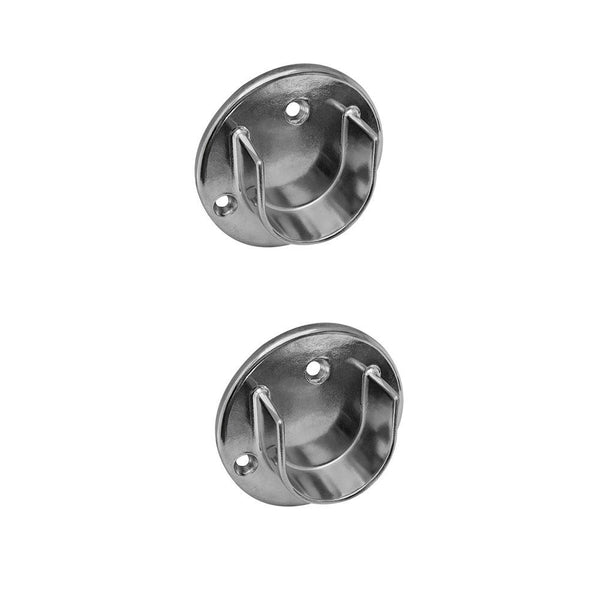 2 Pc Chrome Finish 1-1/4'' Tubing U Flange Half Round Wall Flanges Retail Fixture Hanger