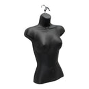 2 PC Female Torso Mannequin Display Woman Hanging Dress Body Form Black